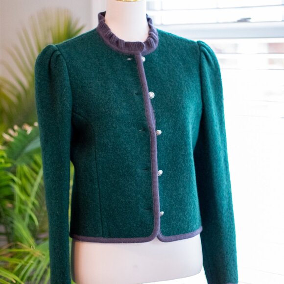 Kenneth Gordon Sweaters - Vintage Kenneth Gordon New Orleans 100% Wool Emerald Green Sweater Jacket Size L